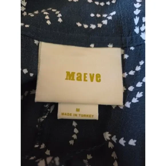 Maeve Anthropologie Blue Tidal Pools Cropped Jumpsuit Overalls, Size Medium - Picture 4 of 15